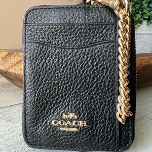 Coach RFID black zip card case